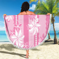 Hawaii Kakau Tribal Beach Blanket With Pink Tiare
