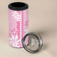 Hawaii Kakau Tribal 4 in 1 Can Cooler Tumbler With Pink Tiare
