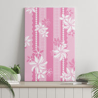 Hawaii Kakau Tribal Canvas Wall Art With Pink Tiare