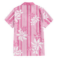 Hawaii Kakau Tribal Family Matching Off The Shoulder Long Sleeve Dress and Hawaiian Shirt With Pink Tiare