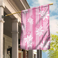 Hawaii Kakau Tribal Garden Flag With Pink Tiare