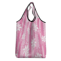 Hawaii Kakau Tribal Grocery Bag With Pink Tiare
