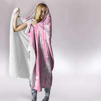 Hawaii Kakau Tribal Hooded Blanket With Pink Tiare