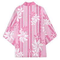Hawaii Kakau Tribal Kimono With Pink Tiare