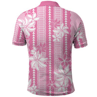 Hawaii Kakau Tribal Polo Shirt With Pink Tiare