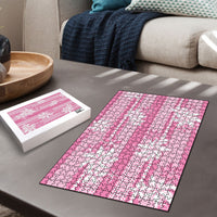 Hawaii Kakau Tribal Puzzle With Pink Tiare