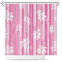 Hawaii Kakau Tribal Shower Curtain With Pink Tiare