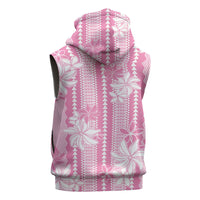 Hawaii Kakau Tribal Sleeveless Hoodie With Pink Tiare
