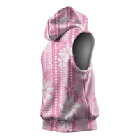 Hawaii Kakau Tribal Sleeveless Hoodie With Pink Tiare