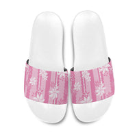Hawaii Kakau Tribal Slide Sandals With Pink Tiare
