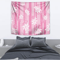 Hawaii Kakau Tribal Tapestry With Pink Tiare