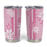 Hawaii Kakau Tribal Tumbler Cup With Pink Tiare