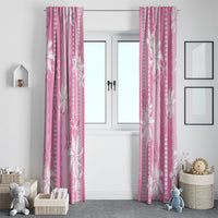Hawaii Kakau Tribal Window Curtain With Pink Tiare
