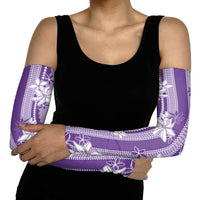 Hawaii Kakau Tribal Arm Sleeves With Purple Tiare