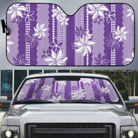 Hawaii Kakau Tribal Auto Sun Shade With Purple Tiare