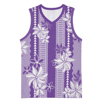 Hawaii Kakau Tribal Basketball Jersey With Purple Tiare