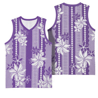 Hawaii Kakau Tribal Basketball Jersey With Purple Tiare