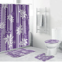 Hawaii Kakau Tribal Bathroom Set With Purple Tiare