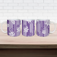 Hawaii Kakau Tribal Ceramic Mug With Purple Tiare