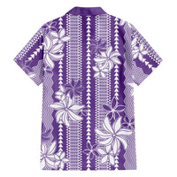 Hawaii Kakau Tribal Family Matching Puletasi and Hawaiian Shirt With Purple Tiare