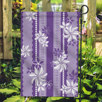 Hawaii Kakau Tribal Garden Flag With Purple Tiare