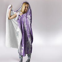 Hawaii Kakau Tribal Hooded Blanket With Purple Tiare