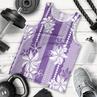 Hawaii Kakau Tribal Men Tank Top With Purple Tiare