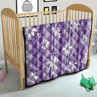 Hawaii Kakau Tribal Quilt With Purple Tiare