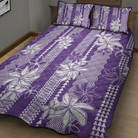 Hawaii Kakau Tribal Quilt Bed Set With Purple Tiare