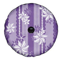 Hawaii Kakau Tribal Spare Tire Cover With Purple Tiare