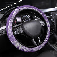 Hawaii Kakau Tribal Steering Wheel Cover With Purple Tiare