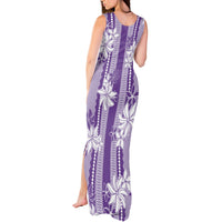 Hawaii Kakau Tribal Tank Maxi Dress With Purple Tiare