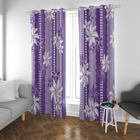 Hawaii Kakau Tribal Window Curtain With Purple Tiare