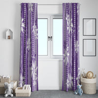Hawaii Kakau Tribal Window Curtain With Purple Tiare