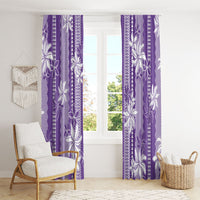 Hawaii Kakau Tribal Window Curtain With Purple Tiare