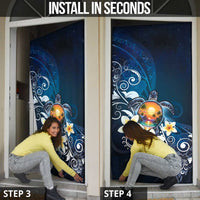 Hawaii Honu Door Cover Polynesian Curves Plumeria - Polynesian Pride