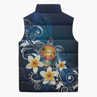 Hawaii Honu Sleeveless Puffer Jacket Polynesian Curves Plumeria - Polynesian Pride