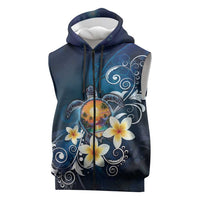 Hawaii Honu Sleeveless Zip Hoodie Polynesian Curves Plumeria LT05 Navy - Polynesian Pride