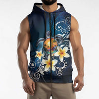 Hawaii Honu Sleeveless Zip Hoodie Polynesian Curves Plumeria LT05 - Polynesian Pride