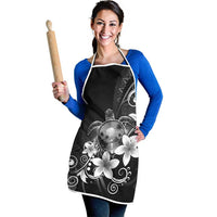 Hawaii Honu Apron Polynesian Curves Plumeria Grayscale - Polynesian Pride