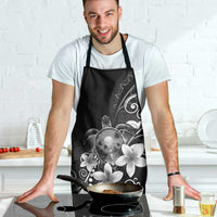 Hawaii Honu Apron Polynesian Curves Plumeria Grayscale - Polynesian Pride