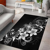 Hawaii Honu Area Rug Polynesian Curves Plumeria Grayscale - Polynesian Pride