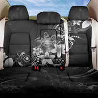 Hawaii Honu Back Car Seat Cover Polynesian Curves Plumeria Grayscale - Polynesian Pride