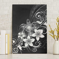 Hawaii Honu Canvas Wall Art Polynesian Curves Plumeria Grayscale - Polynesian Pride