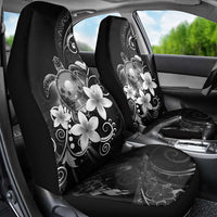 Hawaii Honu Car Seat Cover Polynesian Curves Plumeria Grayscale - Polynesian Pride