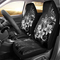 Hawaii Honu Car Seat Cover Polynesian Curves Plumeria Grayscale - Polynesian Pride