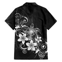 Hawaii Honu Hawaiian Shirt Polynesian Curves Plumeria Grayscale - Polynesian Pride