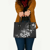 Hawaii Honu Leather Bag Polynesian Curves Plumeria Grayscale - Polynesian Pride