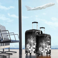 Hawaii Honu Luggage Cover Polynesian Curves Plumeria Grayscale - Polynesian Pride