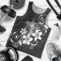 Hawaii Honu Men Tank Top Polynesian Curves Plumeria Grayscale - Polynesian Pride
